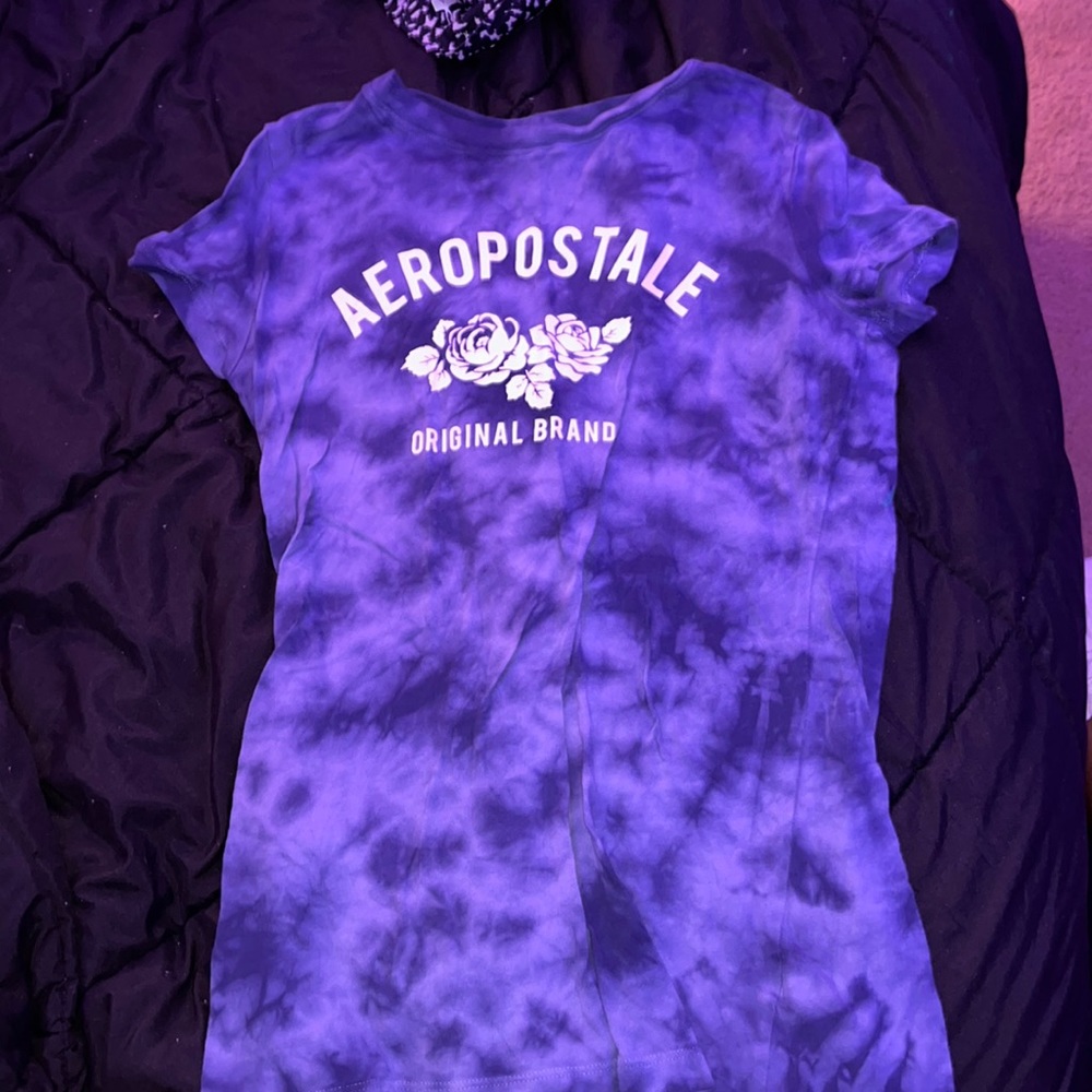 Aeropastel Womens Blue Tie-dye Graphic Tee